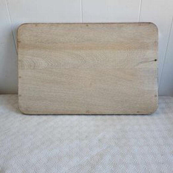 MCM Retro Vintage Serving Tray~ Hand Painted Wood with Chromed corners - Picture 3 of 9